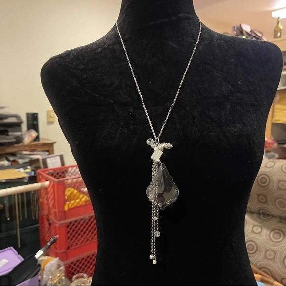 Maple Leaf Chandelier Crystal Glass Prism Necklace Multi Faceted 26 Inch - Picture 6 of 6